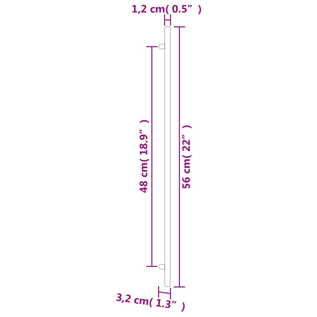 Mânere de dulap, 5 buc., argintiu, 480 mm, oțel inoxidabil