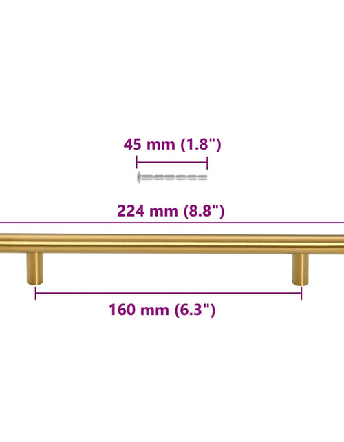Încărcați imaginea în vizualizatorul Galerie, Mânere de dulap, 10 buc., auriu, 160 mm, oțel inoxidabil
