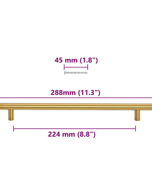 Încărcați imaginea în vizualizatorul Galerie, Mânere de dulap, 5 buc., auriu, 224 mm, oțel inoxidabil
