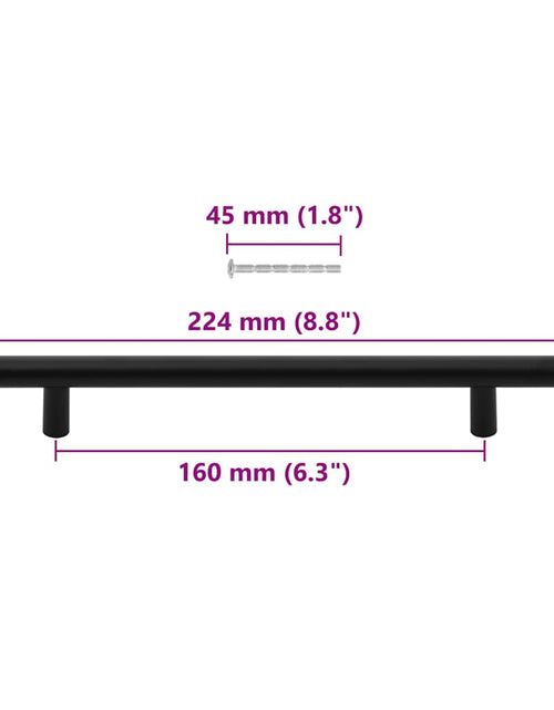 Încărcați imaginea în vizualizatorul Galerie, Mânere de dulap, 10 buc., negru, 160 mm, oțel inoxidabil
