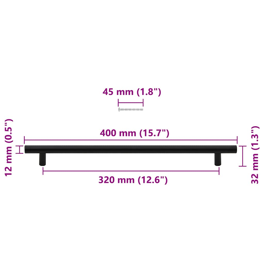 Mânere de dulap, 5 buc., negru, 320 mm, oțel inoxidabil