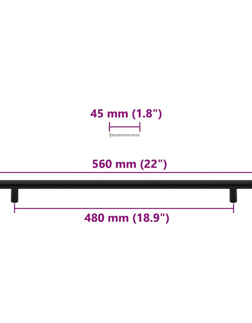 Încărcați imaginea în vizualizatorul Galerie, Mânere de dulap, 5 buc., negru, 480 mm, oțel inoxidabil
