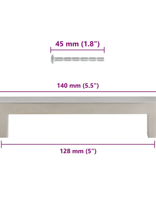 Загрузите изображение в средство просмотра галереи, Mânere de dulap, 10 buc., argintiu, 128 mm, oțel inoxidabil
