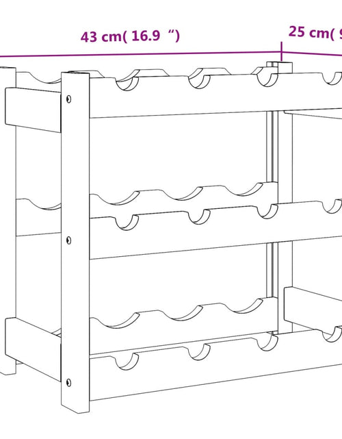 Загрузите изображение в средство просмотра галереи, Suport sticle de vin, 12 sticle, maro, lemn masiv de pin - Lando
