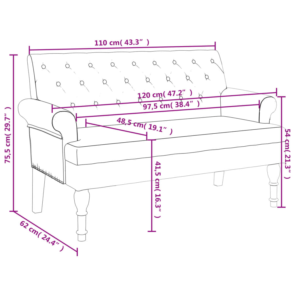 Bancă cu spătar, gri deschis, 120x62x75,5 cm, textil