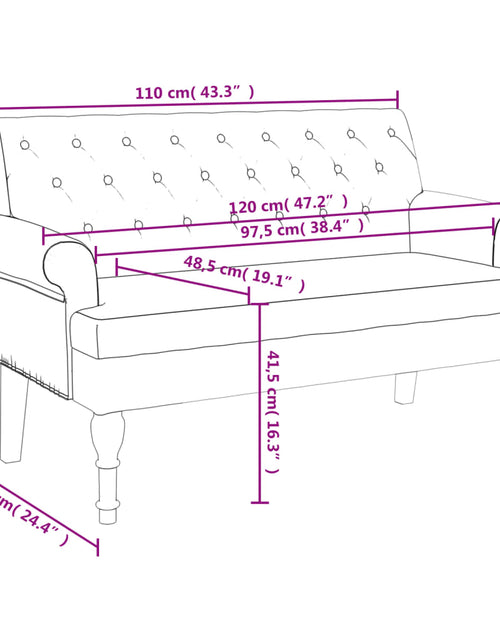 Încărcați imaginea în vizualizatorul Galerie, Banchetă cu spătar maro 120x62x75,5 cm piele întoarsă ecologică
