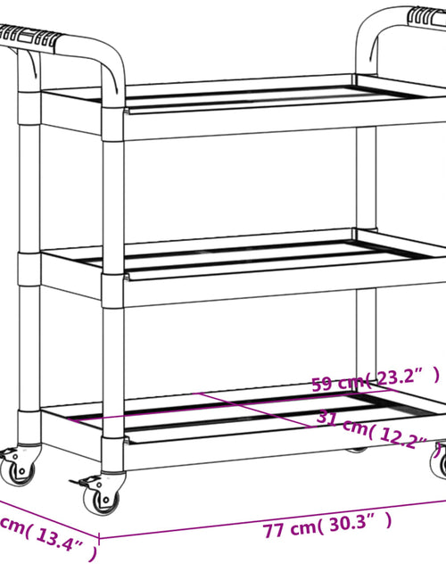 Загрузите изображение в средство просмотра галереи, Cărucior cu 3 niveluri, negru, 77x34x72 cm, aluminiu

