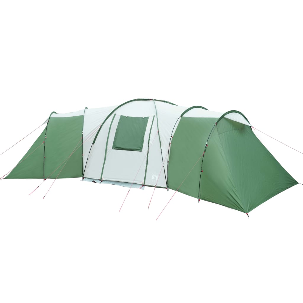 Cort de camping 12 persoane, verde, 840x720x200 cm, tafta 185T