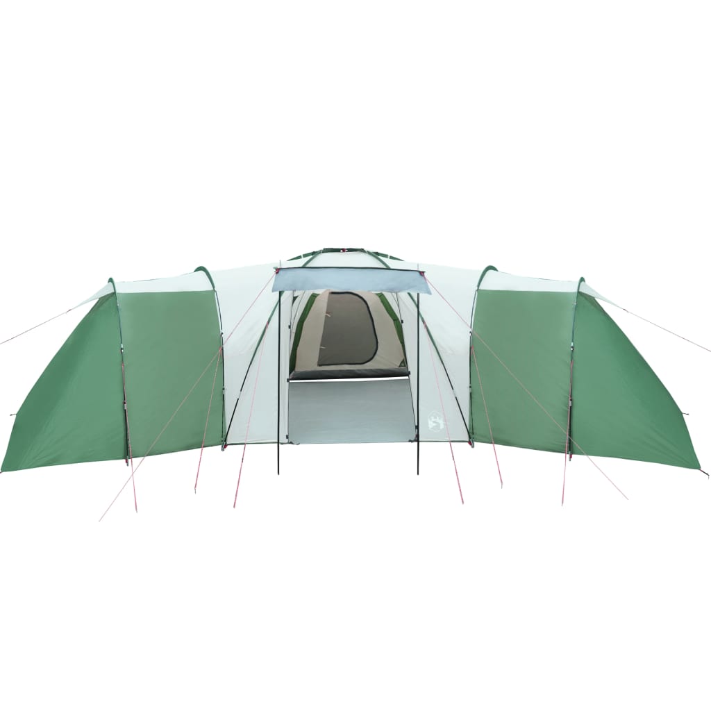 Cort de camping 12 persoane, verde, 840x720x200 cm, tafta 185T