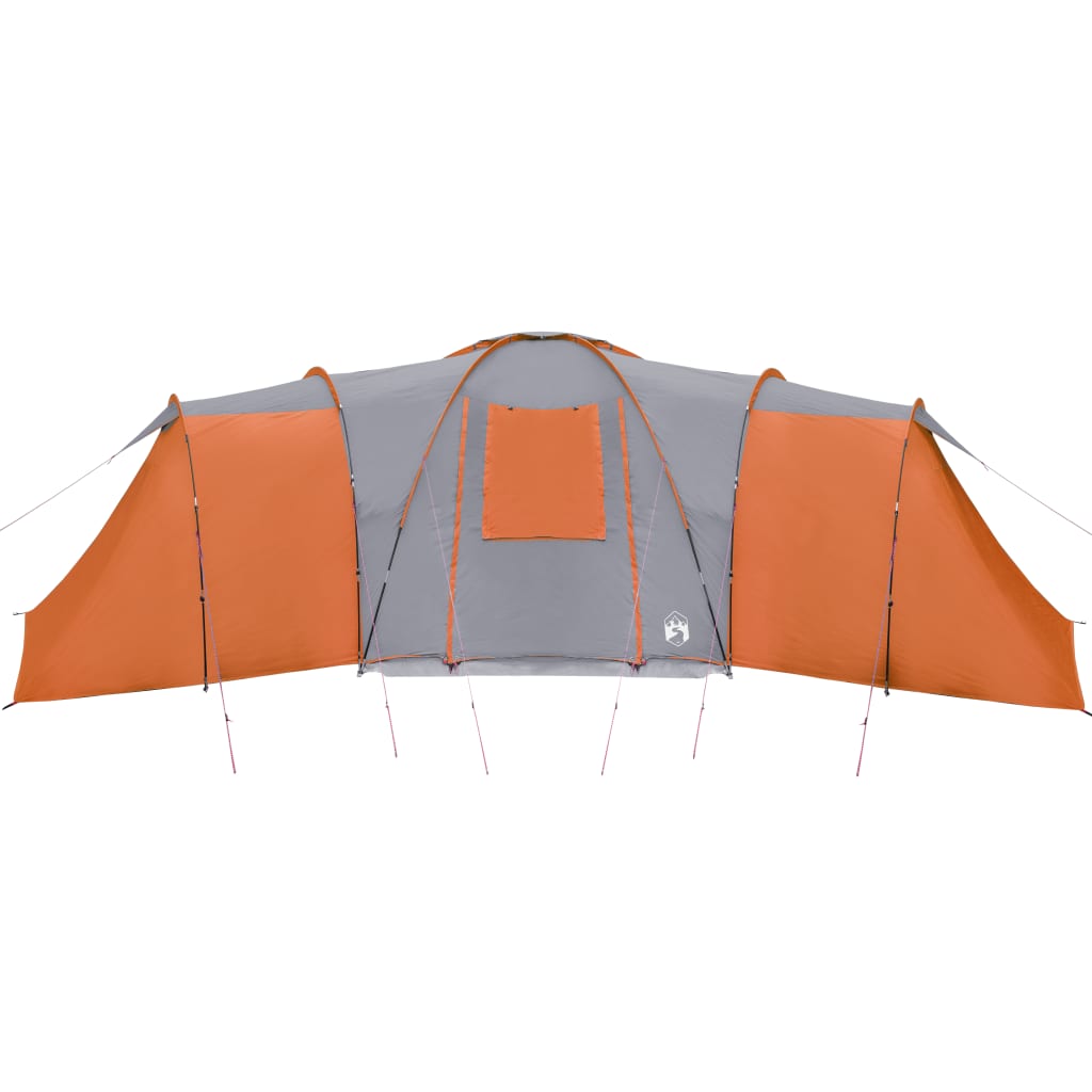 Cort camping 12 pers. gri/portocaliu 840x720x200 cm tafta 185T