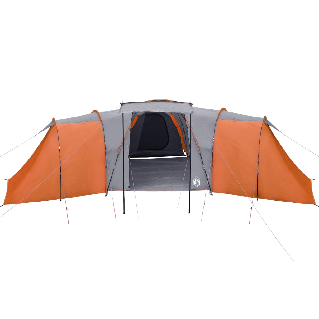 Cort camping 12 pers. gri/portocaliu 840x720x200 cm tafta 185T