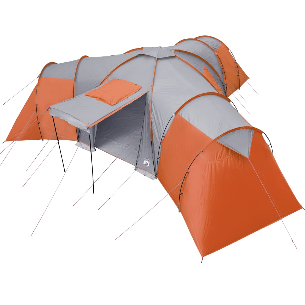 Cort camping 12 pers. gri/portocaliu 840x720x200 cm tafta 185T