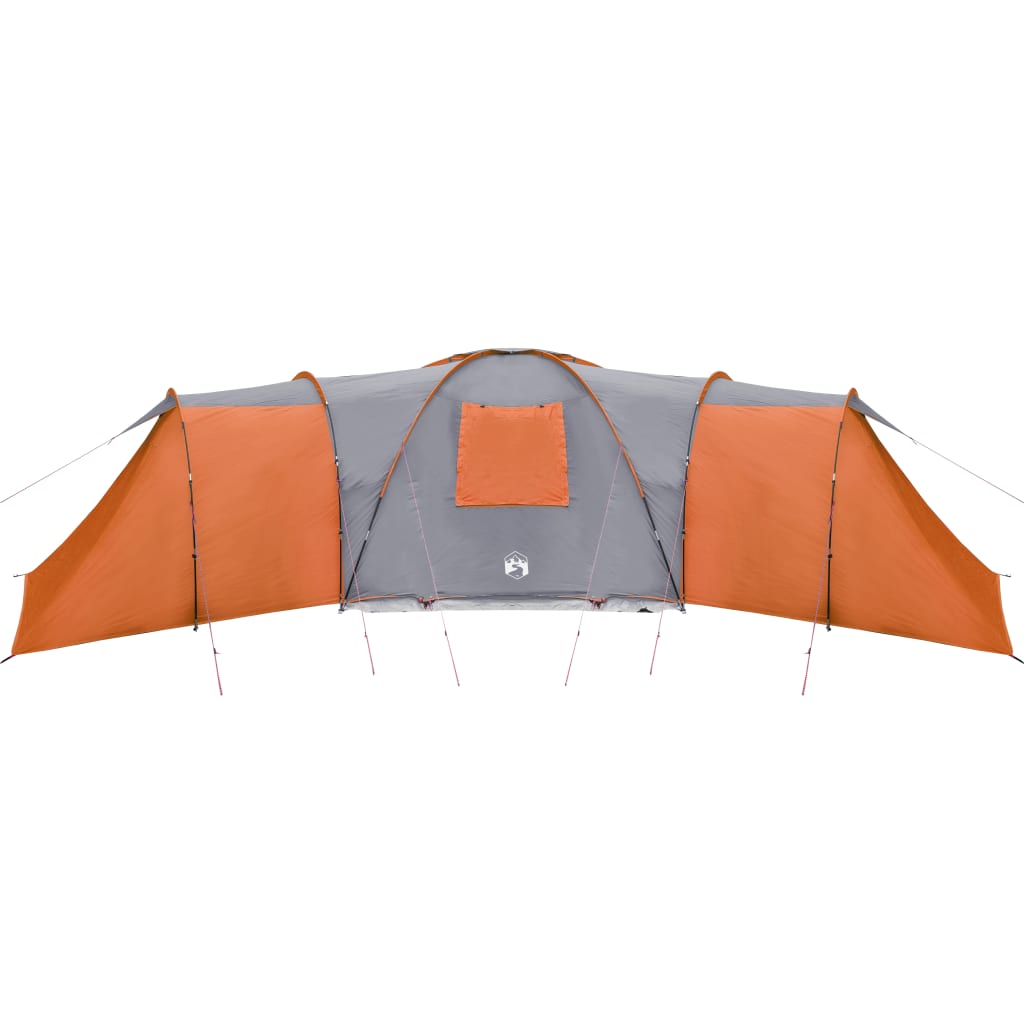 Cort camping 12 pers. gri/portocaliu 840x720x200 cm tafta 185T