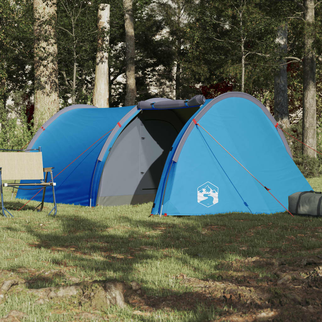 Cort de camping 4 persoane albastru, 405x170x106 cm, tafta 185T - Lando