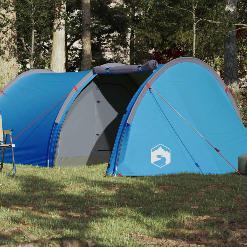 Cort de camping 4 persoane albastru, 405x170x106 cm, tafta 185T - Lando