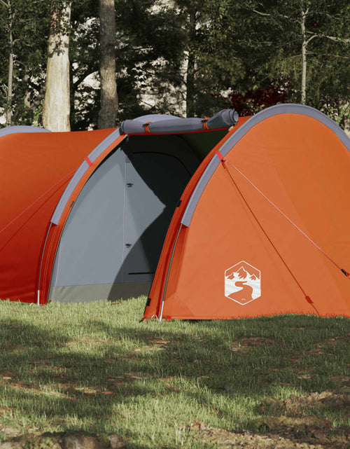 Загрузите изображение в средство просмотра галереи, Cort camping 4 persoane gri/portocaliu 405x170x106cm tafta 185T - Lando
