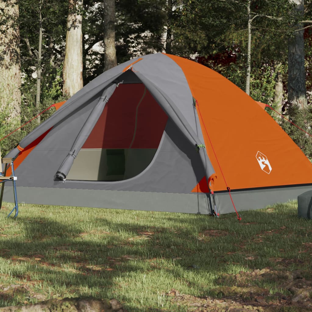 Cort camping 6 persoane gri/portocaliu 348x340x190cm tafta 190T - Lando