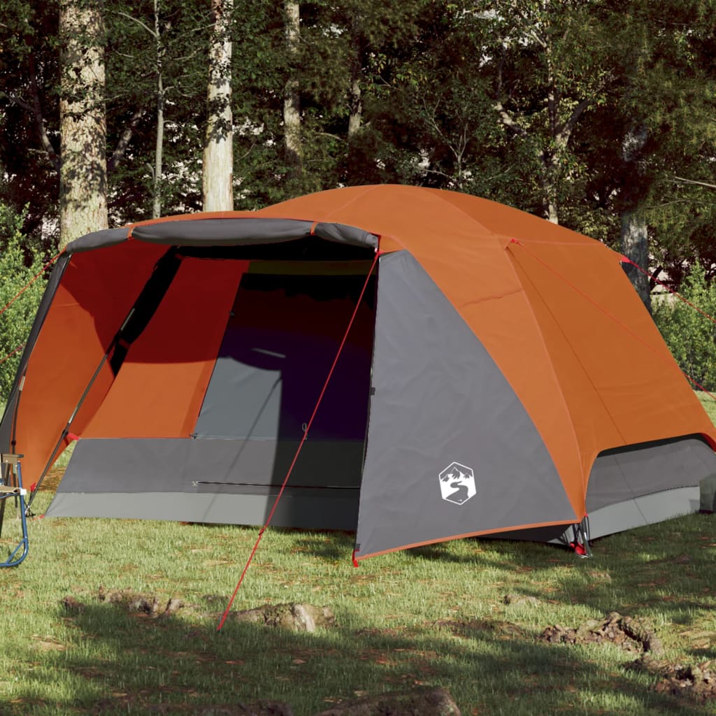 Cort camping 4 persoane gri/portocaliu 350x280x155cm tafta 190T - Lando