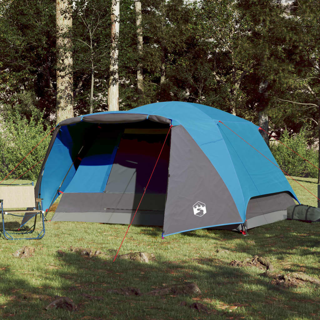 Cort de camping 6 persoane albastru, 412x370x190 cm, tafta 190T - Lando