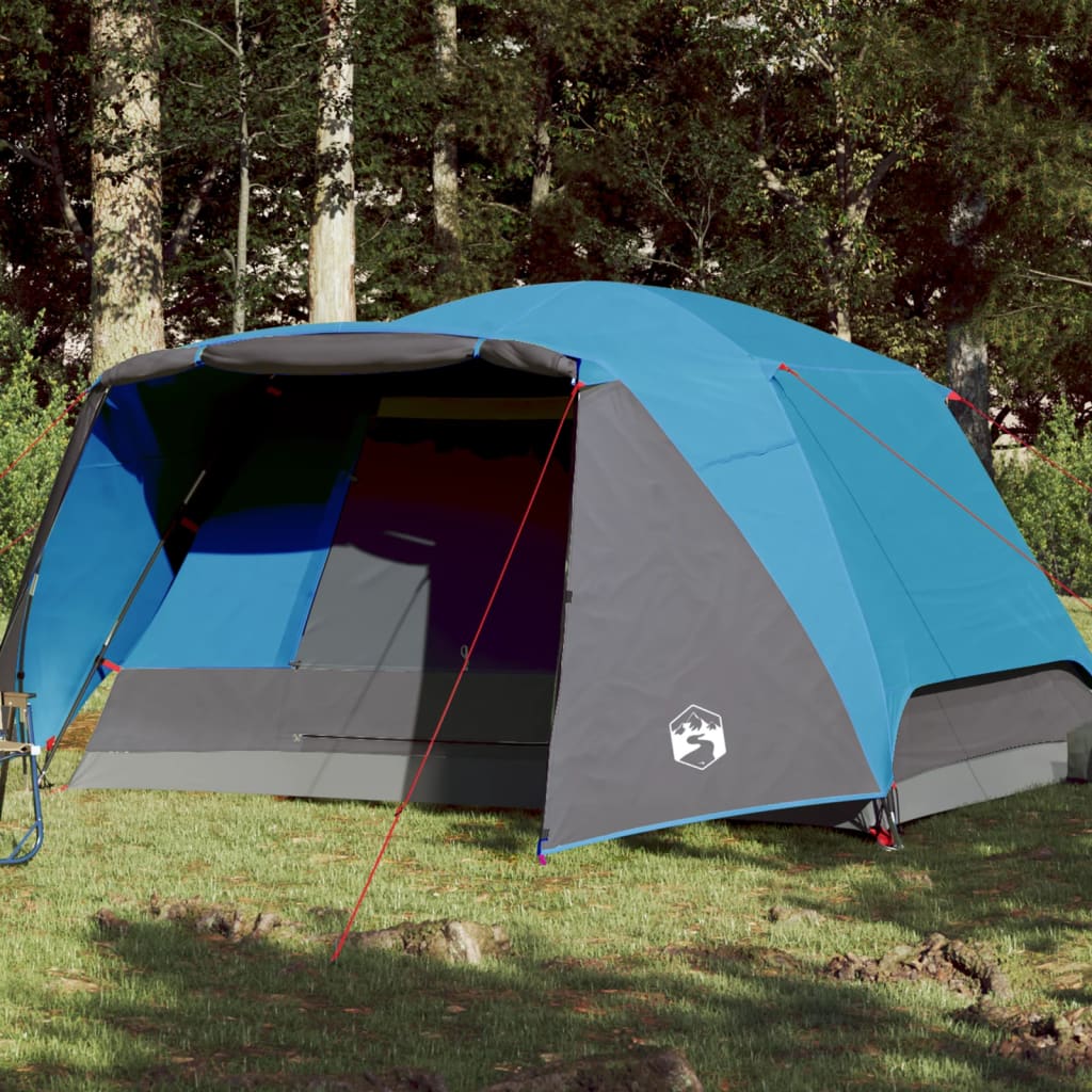 Cort de camping 6 persoane albastru, 412x370x190 cm, tafta 190T - Lando