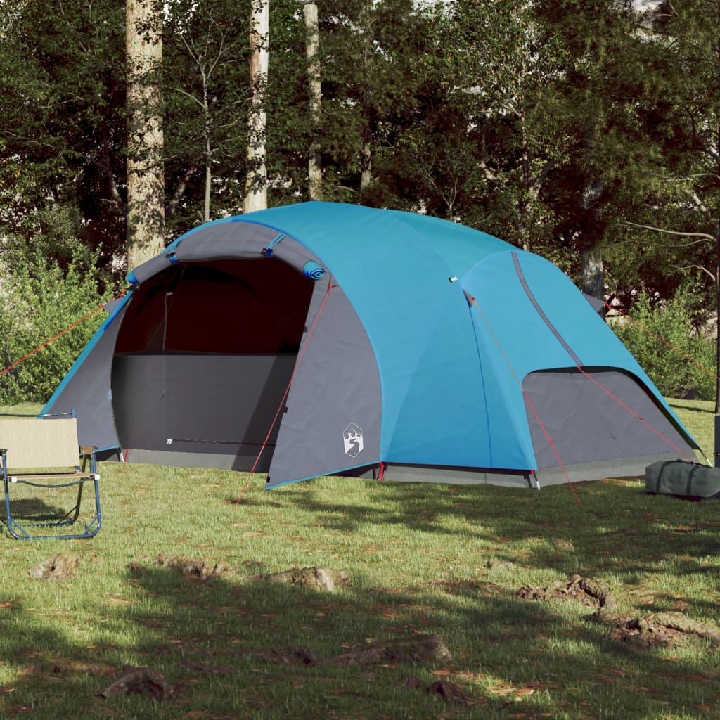 Cort de camping 8 persoane albastru, 360x430x195 cm, tafta 190T - Lando