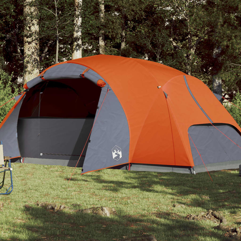 Cort camping 8 persoane gri/portocaliu 360x430x195cm tafta 190T - Lando