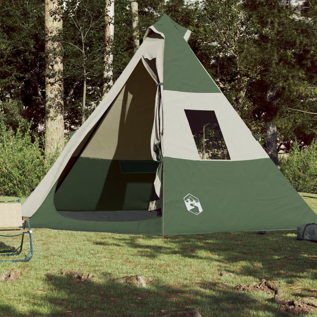 Cort de camping 7 persoane, verde, 350x350x280 cm, tafta 185T - Lando