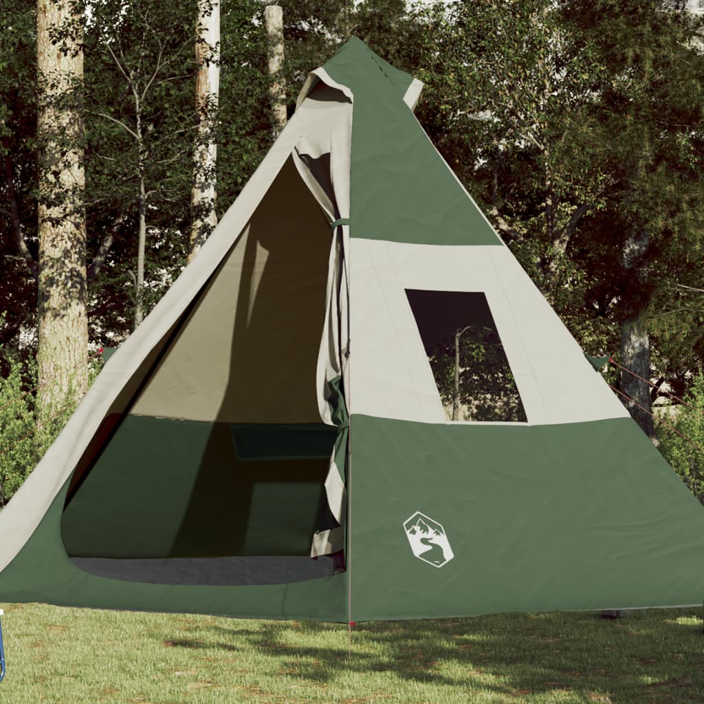 Cort de camping 7 persoane, verde, 350x350x280 cm, tafta 185T - Lando