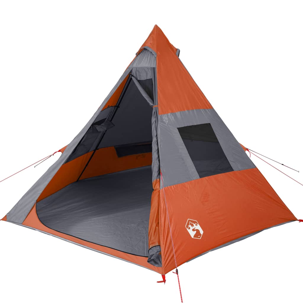 Cort camping 7 persoane gri/portocaliu 350x350x280cm tafta 185T - Lando