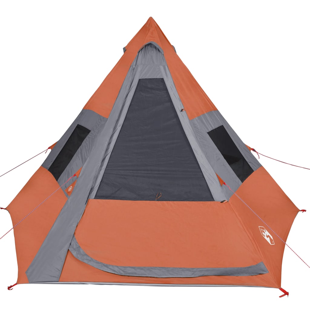 Cort camping 7 persoane gri/portocaliu 350x350x280cm tafta 185T - Lando