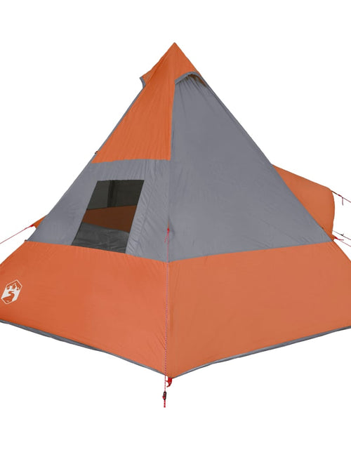 Încărcați imaginea în vizualizatorul Galerie, Cort camping 7 persoane gri/portocaliu 350x350x280cm tafta 185T - Lando
