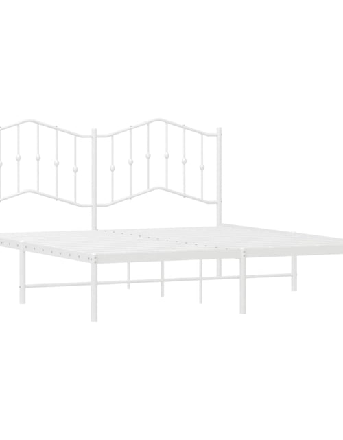 Încărcați imaginea în vizualizatorul Galerie, Cadru de pat metalic cu tăblie, alb, 180x200 cm
