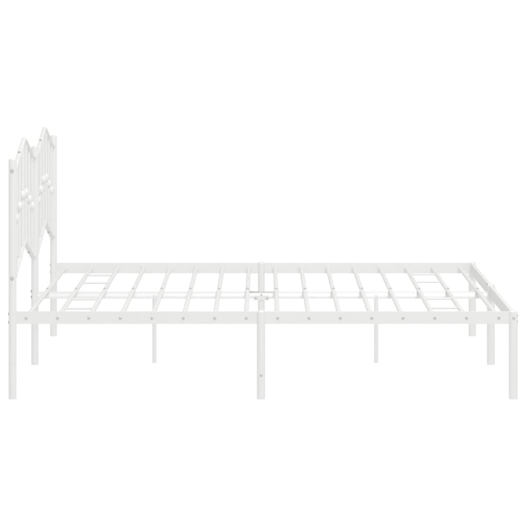 Cadru de pat metalic cu tăblie, alb, 180x200 cm