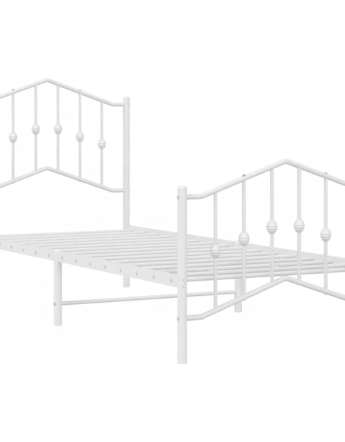 Загрузите изображение в средство просмотра галереи, Cadru de pat metalic cu tăblie de cap/picioare, alb, 90x200 cm
