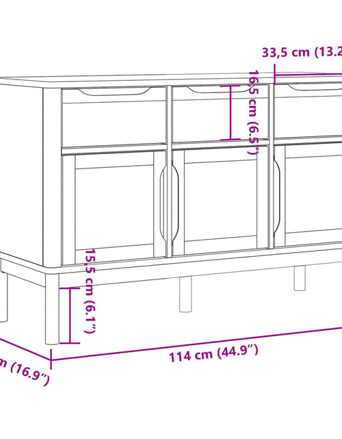 Încărcați imaginea în vizualizatorul Galerie, Dulap FLORO, alb, 114x43x74 cm, lemn masiv de pin
