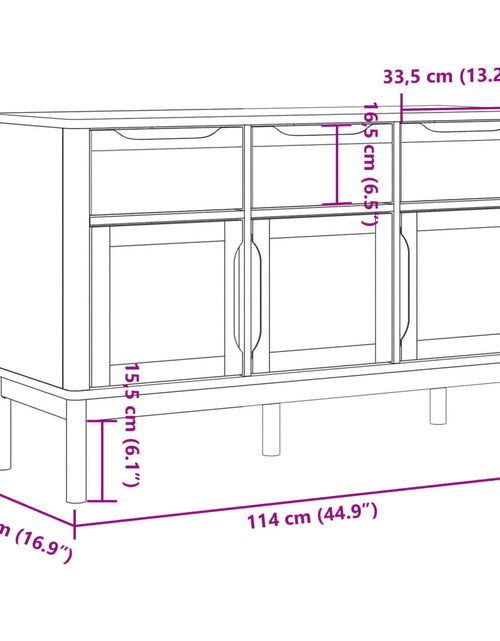 Încărcați imaginea în vizualizatorul Galerie, Dulap FLORO, gri, 114x43x74 cm, lemn masiv de pin
