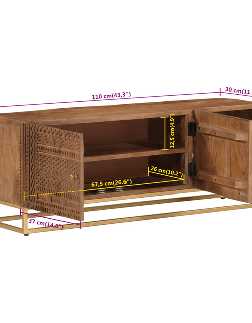 Загрузите изображение в средство просмотра галереи, Comodă TV, 110x30x40 cm, lemn masiv de mango brut și fier
