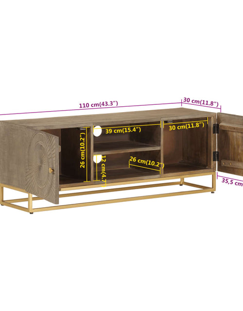 Încărcați imaginea în vizualizatorul Galerie, Comodă TV, 110x30x40 cm, lemn masiv de mango brut și fier
