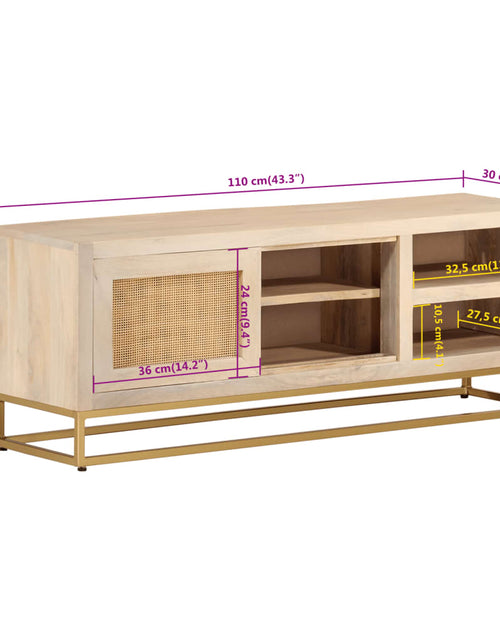 Încărcați imaginea în vizualizatorul Galerie, Comodă TV, 110x30x40 cm, lemn masiv de mango brut și fier
