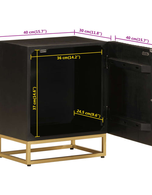 Încărcați imaginea în vizualizatorul Galerie, Noptieră, neagră, 40x30x50 cm, lemn masiv de mango și fier
