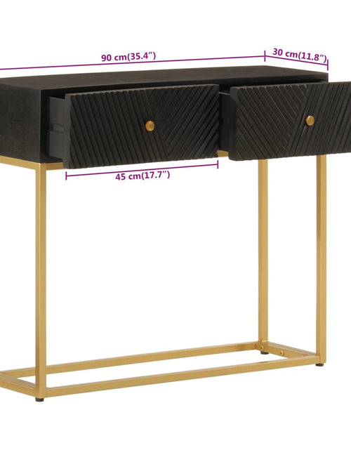 Încărcați imaginea în vizualizatorul Galerie, Masă consolă, neagră 90x30x76 cm, lemn masiv de mango și fier - Lando
