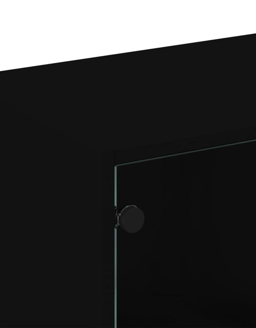 Încărcați imaginea în vizualizatorul Galerie, Bibliotecă cu uși, negru, 136x37x109 cm, lemn compozit - Lando
