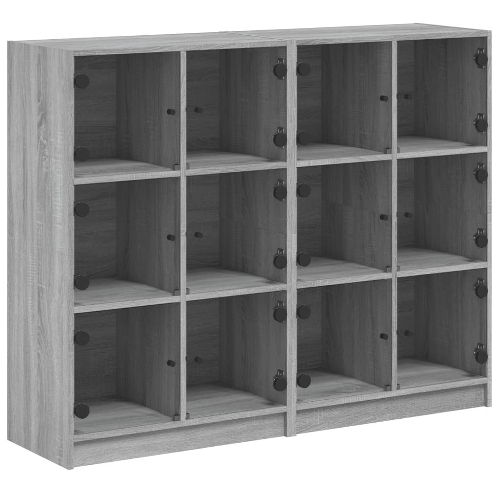 Bibliotecă cu uși gri sonoma 136x37x109 cm lemn compozit - Lando