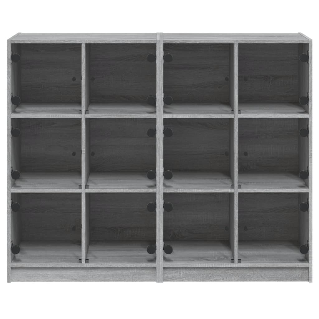 Bibliotecă cu uși gri sonoma 136x37x109 cm lemn compozit - Lando