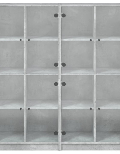 Загрузите изображение в средство просмотра галереи, Bibliotecă cu uși, gri beton, 136x37x142 cm, lemn compozit - Lando
