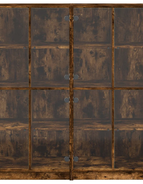 Încărcați imaginea în vizualizatorul Galerie, Bibliotecă cu uși stejar fumuriu 136x37x142 cm lemn compozit - Lando
