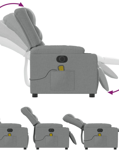 Загрузите изображение в средство просмотра галереи, Fotoliu electric de masaj rabatabil, gri deschis, microfibră
