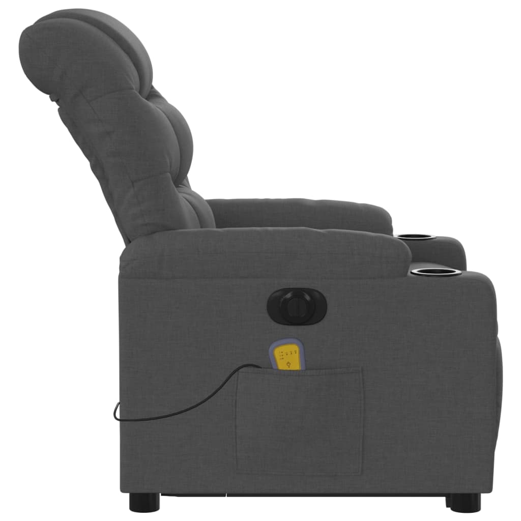 Fotoliu electric masaj rabatabil cu ridicare, gri închis textil