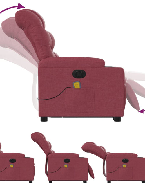 Încărcați imaginea în vizualizatorul Galerie, Fotoliu de masaj electric rabatabil cu ridicare roșu vin textil
