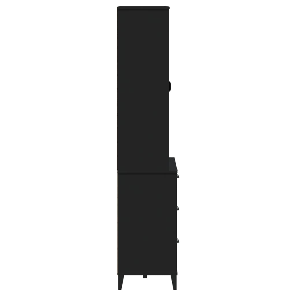 Dulap înalt „VIKEN”, negru, 80x40x190 cm, lemn masiv de pin - Lando